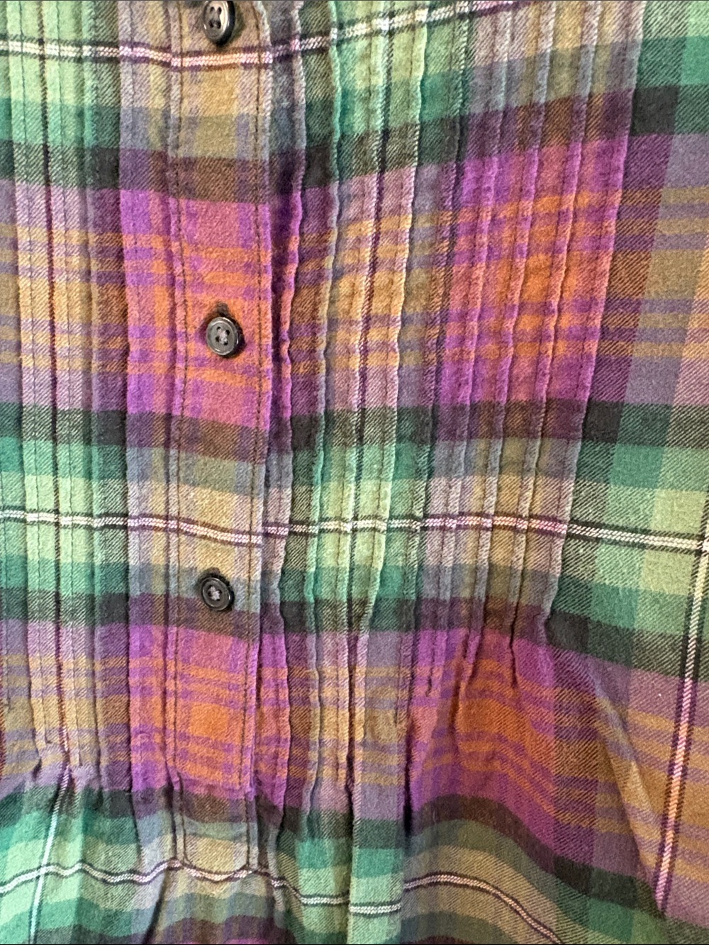 Lands' End Green & Purple Plaid Band-Collar Tunic - Picture 6 of 8